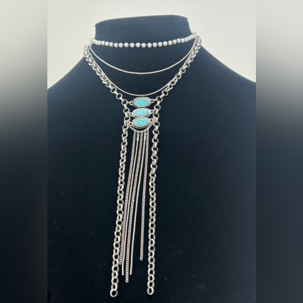 Silver and Turquoise Layered Necklace